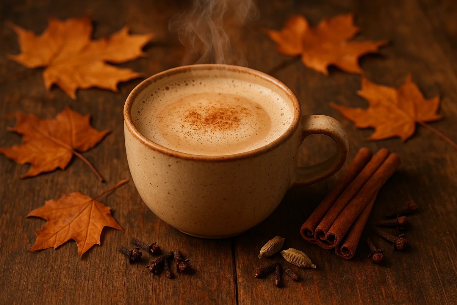 چای ماسالا با ادویه‌ها و بخار